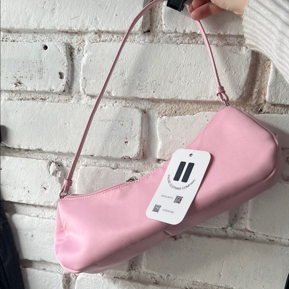 Elongated baguette Pink Shoulder Bag prom silver detail - Picture 4 of 6